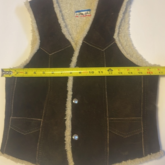 Handmade Boho Brown Suede Sherpa Vest - Women’s Size XS - Picture 9 of 11